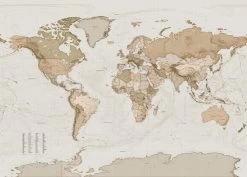 Mural | Earth Map - Sepia Tones -Home Wallpaper 19813 3