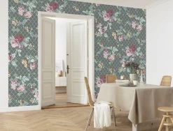 Komar Mural | Embellish | Green Floral Trellis