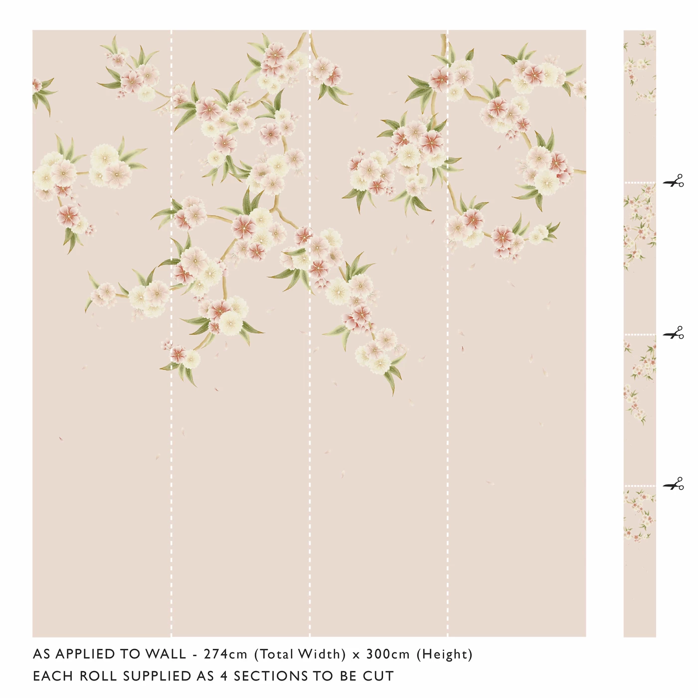 Rosa | Pink Trailing Cherry Blossom Panels 3 Rosa | Pink Trailing Cherry Blossom Panels - Image 3