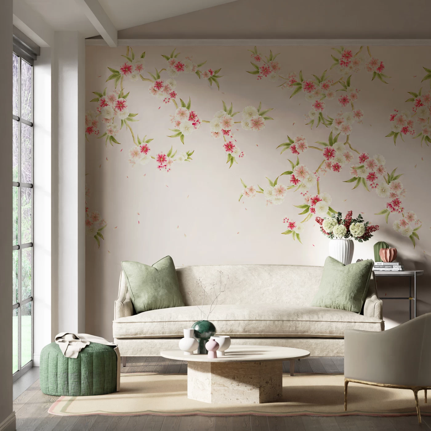 Rosa | Pink Trailing Cherry Blossom Panels 1 Rosa | Pink Trailing Cherry Blossom Panels