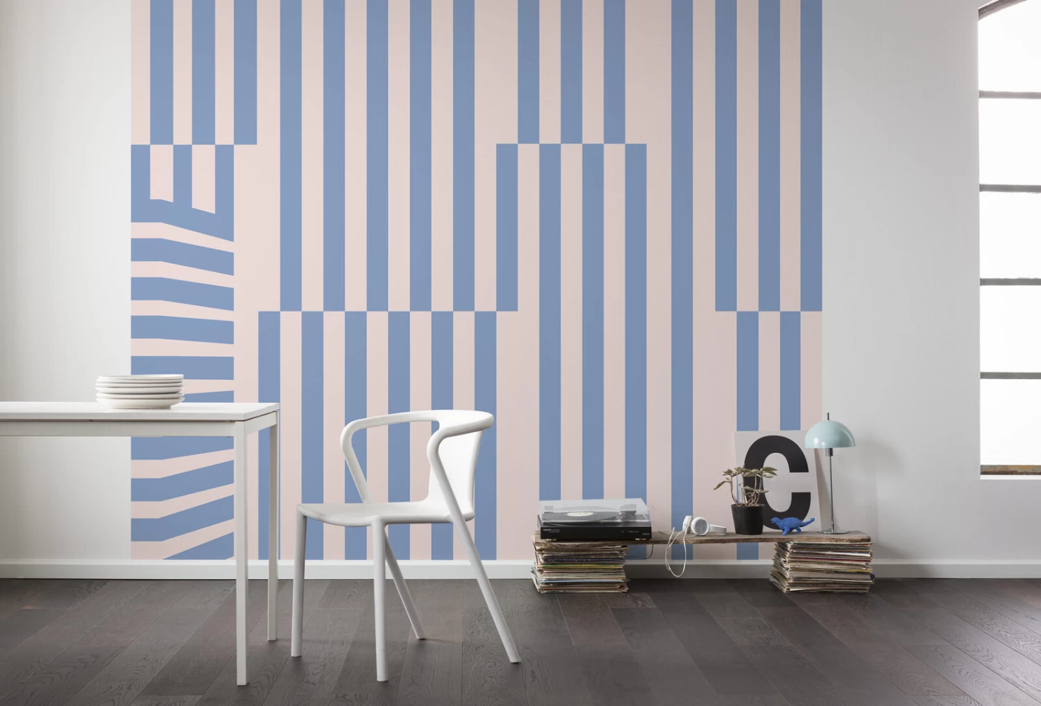 Plural | Blue Abstract Stripe Mural 1 Plural | Blue Abstract Stripe Mural