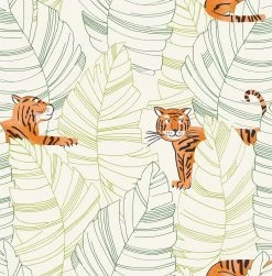 Tigers | Tropical Leaf Wallpaper