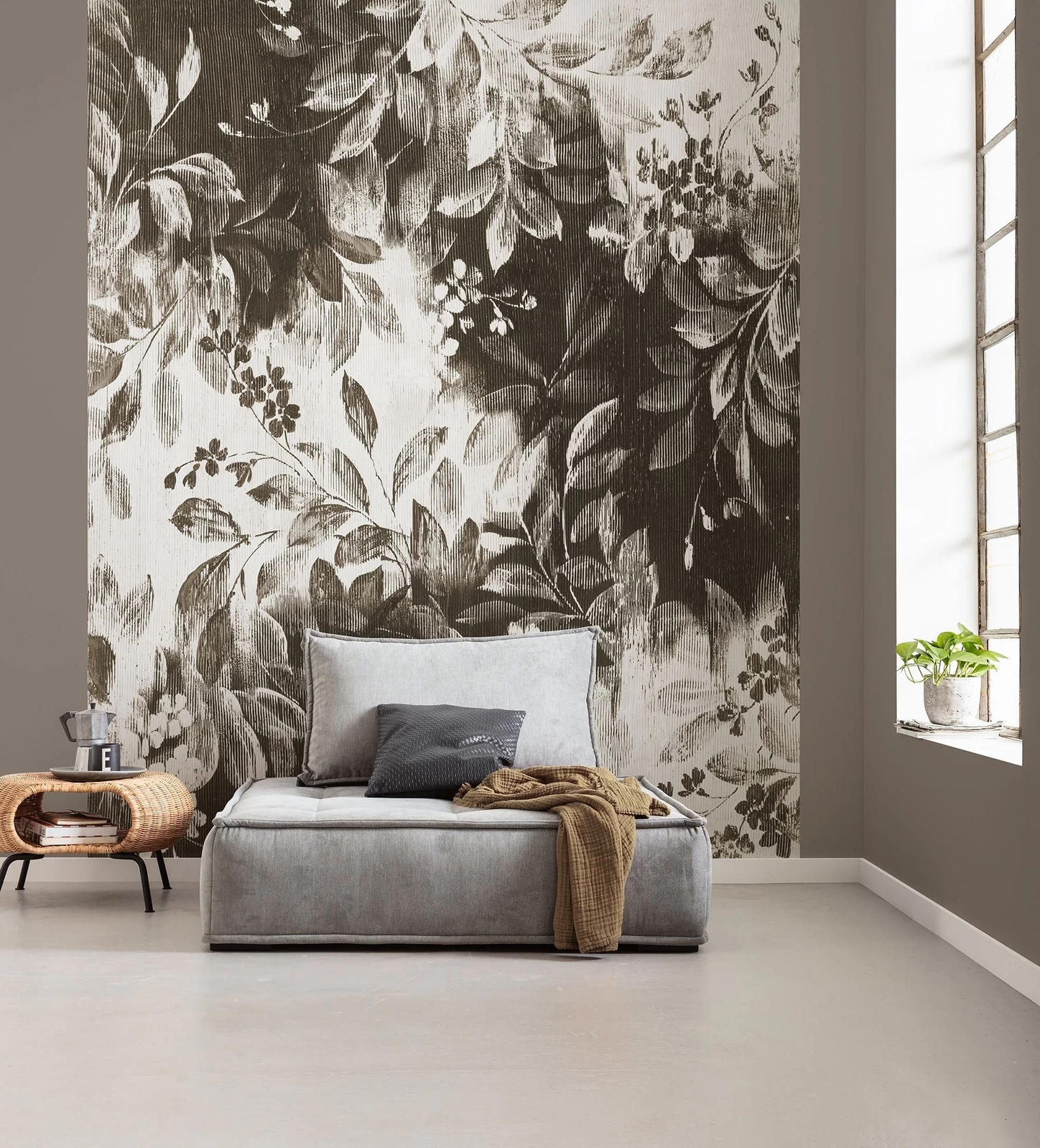 Modular Moiety | Greyscale Foliage Mural 1 Modular Moiety | Greyscale Foliage Mural